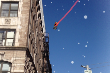 santa sleigh flying real